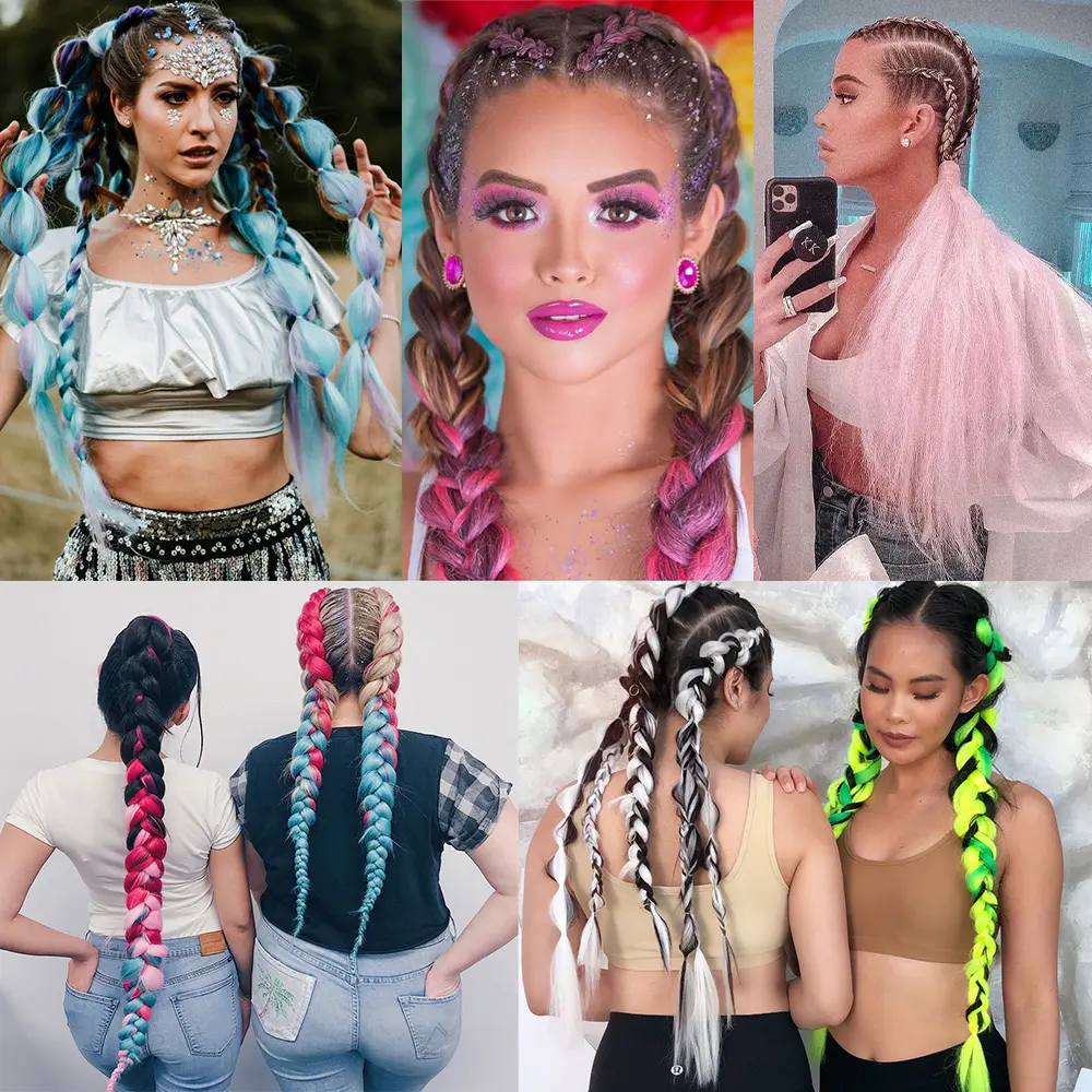 Synthetic Jumbo Braiding Hair Extension 24 Inch Heat Resistant Fiber In Bulk Ombre Jumbo Braids Hair For Black Women