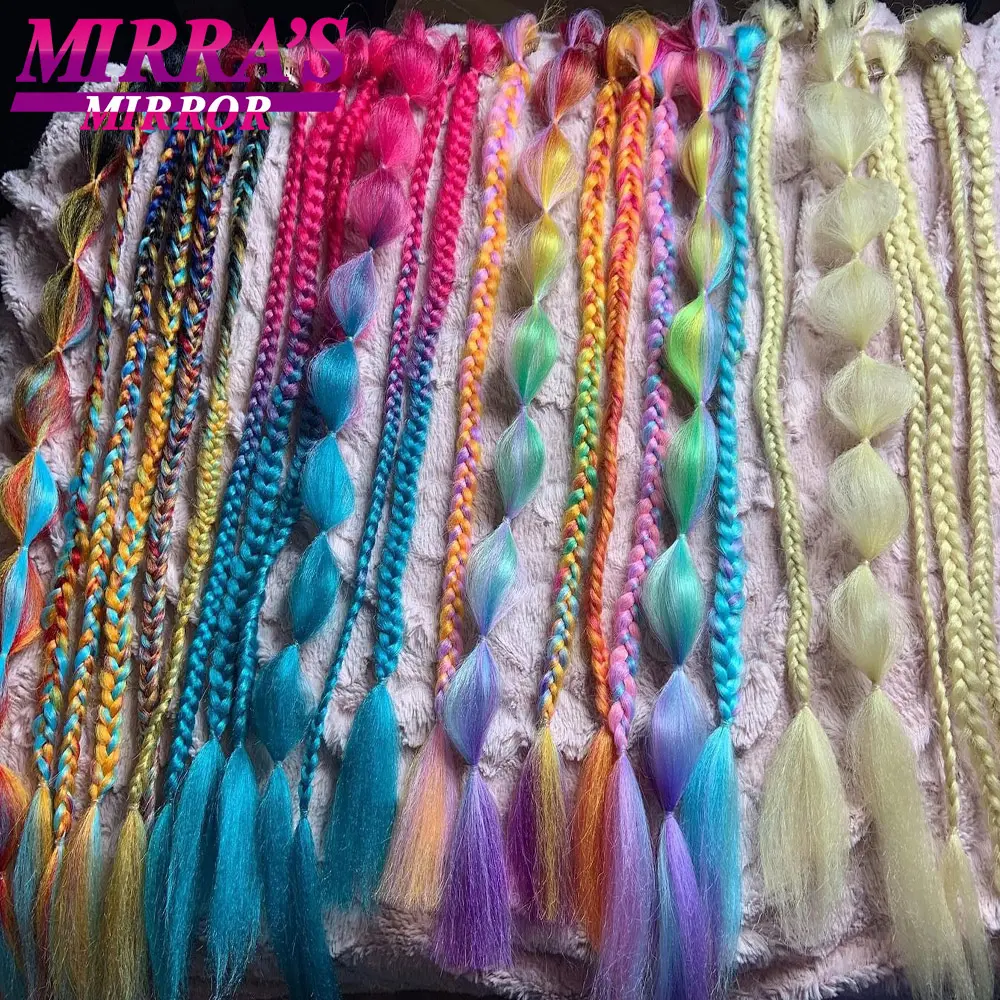 Kids Braiding Hair Pre Stretched Ombre Jumbo Braids Synthetic Braiding Hair Red Pink Blue Gray 24 Inch Hair Extensions for Women