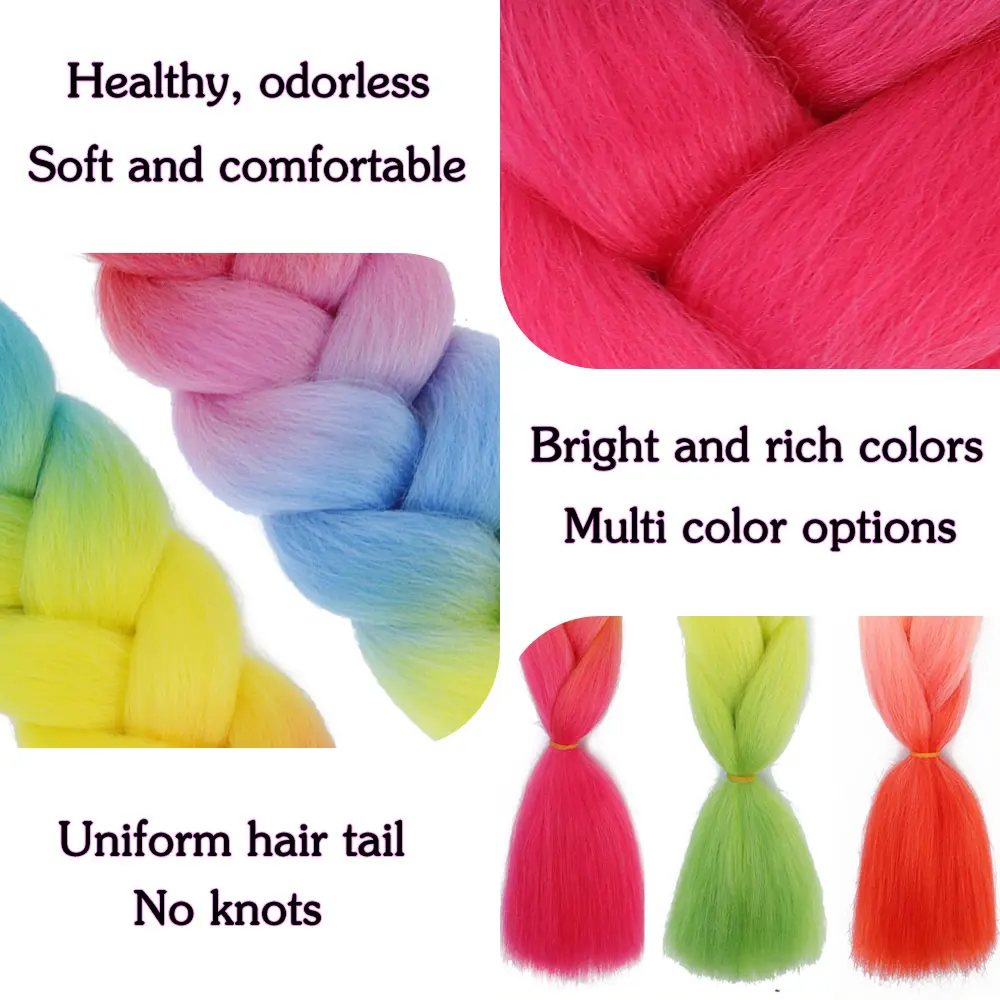 Synthetic Jumbo Braiding Hair Extension 24 Inch Heat Resistant Fiber In Bulk Ombre Jumbo Braids Hair For Black Women