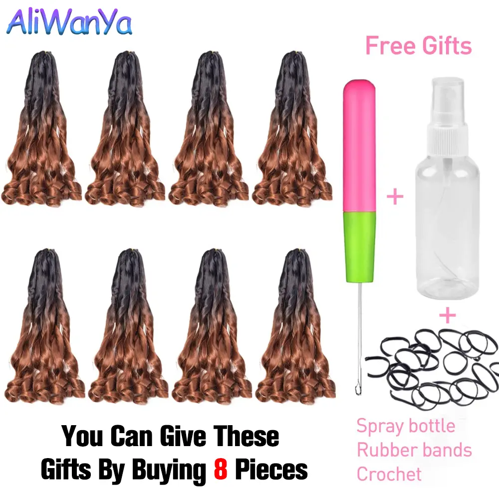 14 18 22Inch Spanish Curl Hair Synthetic French Curls Braiding Hair Extensions Synthetic Curly Attachment Hair For Black Women