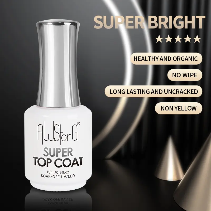 AWStorG 15ML Super Top Coat  Function Gel No Wipe Matte Top Gel Transparent Soak Off  UV LED NailArt Manicure Gel Varnish Primer
