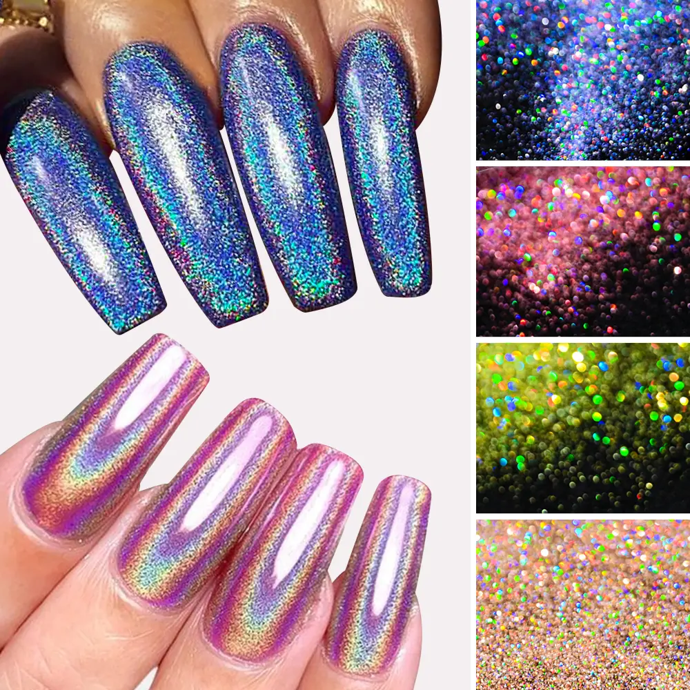 10g/bag Rubbing Nail Powder Holographic Extra Fine Glitter Mirror Chrome Pigment Dust UV Gel Polish Nail Art Decoration