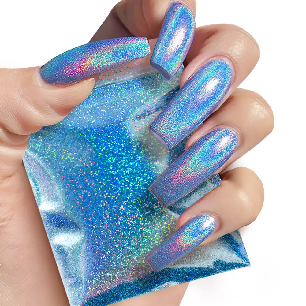 10g/bag Rubbing Nail Powder Holographic Extra Fine Glitter Mirror Chrome Pigment Dust UV Gel Polish Nail Art Decoration