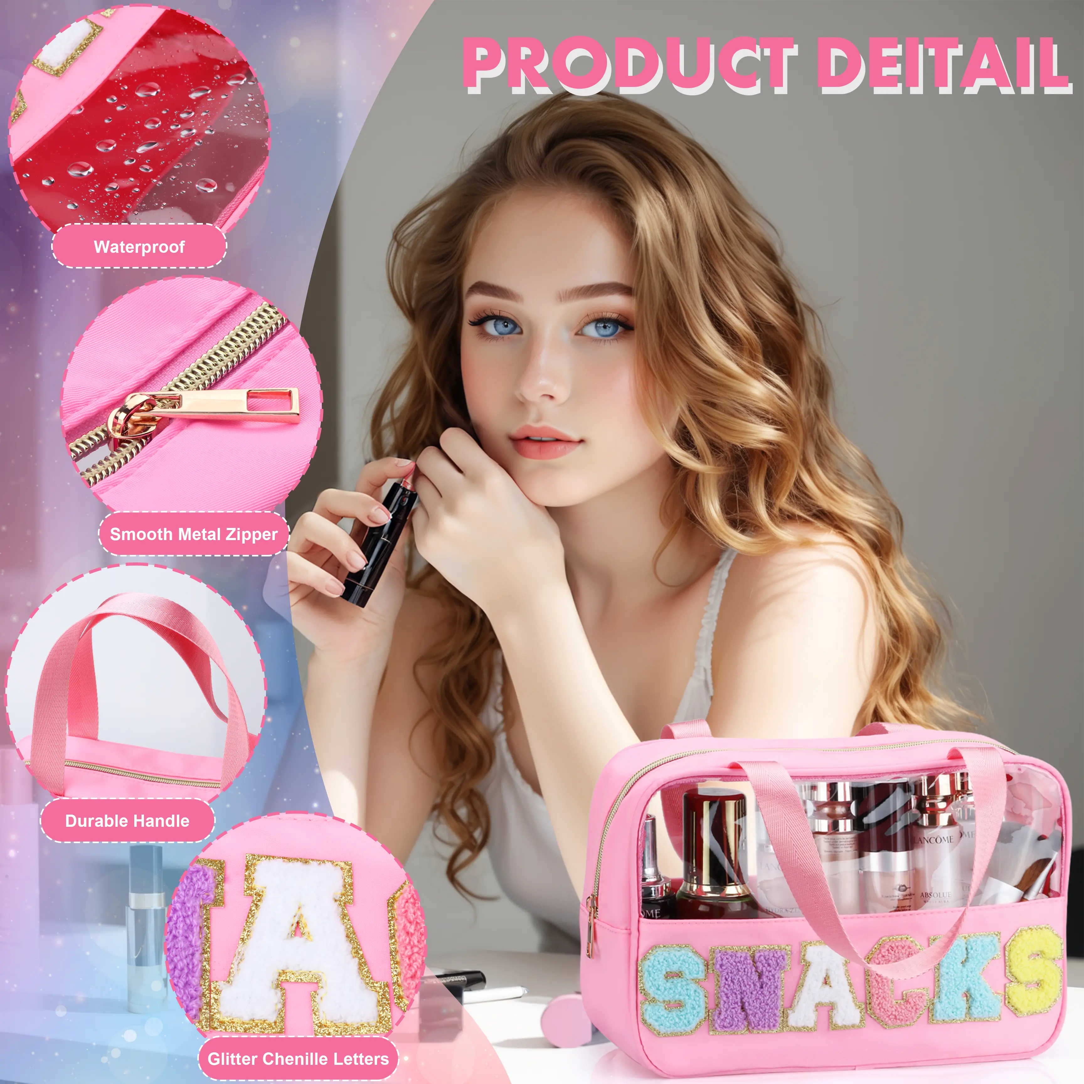 New PVC Transparent Makeup Bags Travel Portable Cosmetic Large Capacity Organizer Women's Cosmetic Bag Wash Bag
