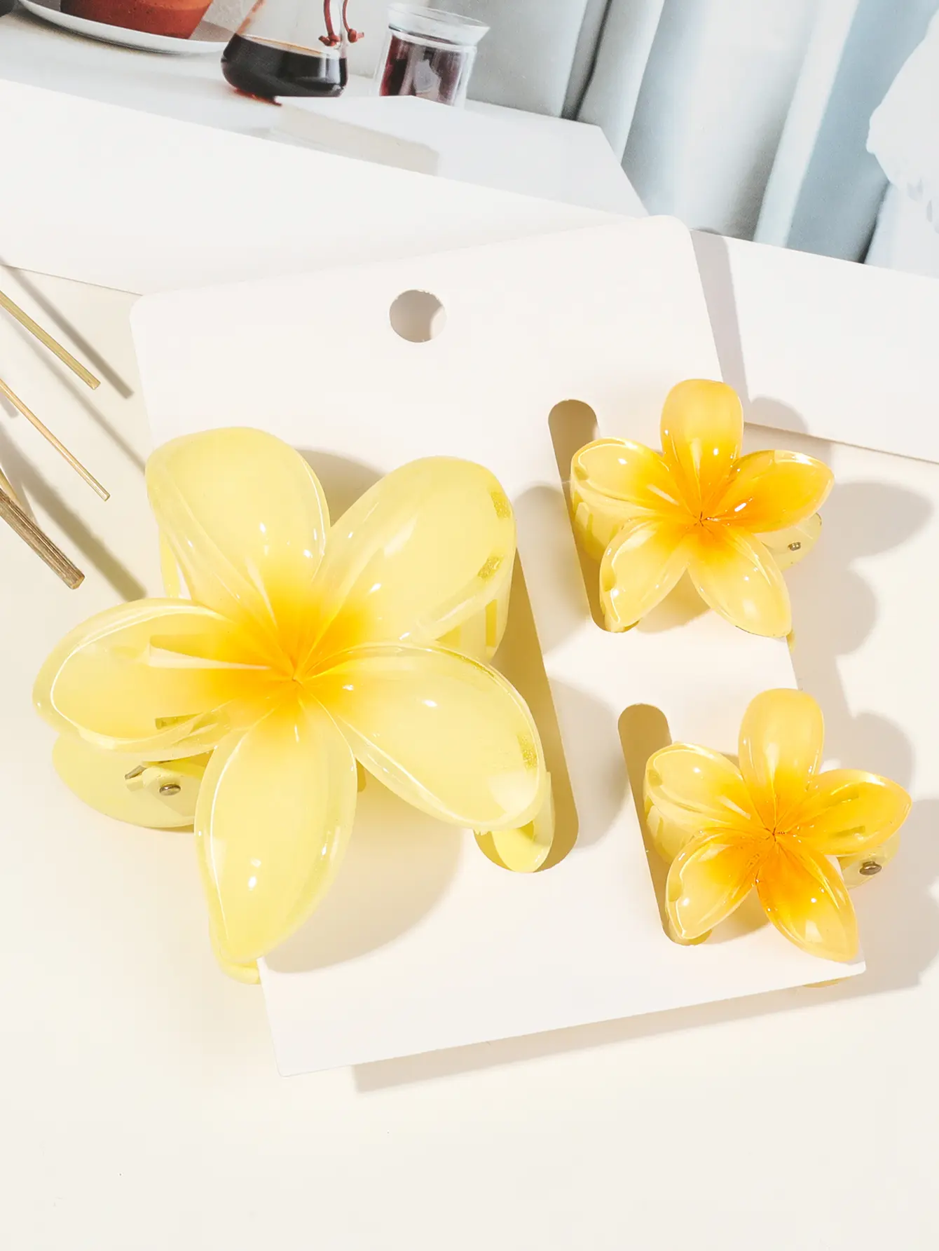 3 Pcs Hawaiian Hair Claw Clip for Women,Flower Marble Vein Hairpin Barrette Summer Vacation Beach Cute Fashion Hair Accessories
