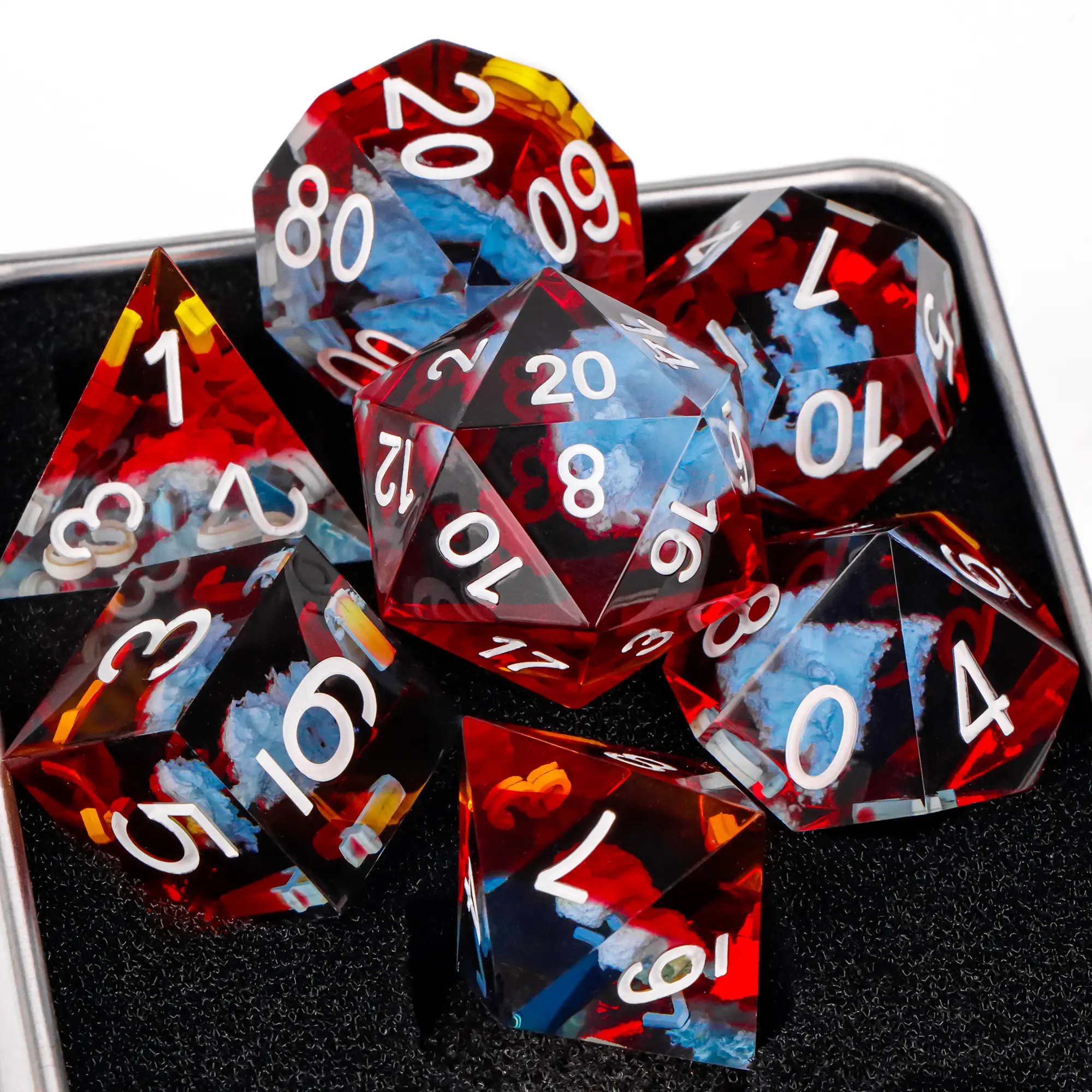 Resin Dice Sharp Edge Polyhedral Dice For Dungeons and Dragons D&D Dice Role Playing Game D and D Dice Set D20 D12 D10 D8 D6 D4