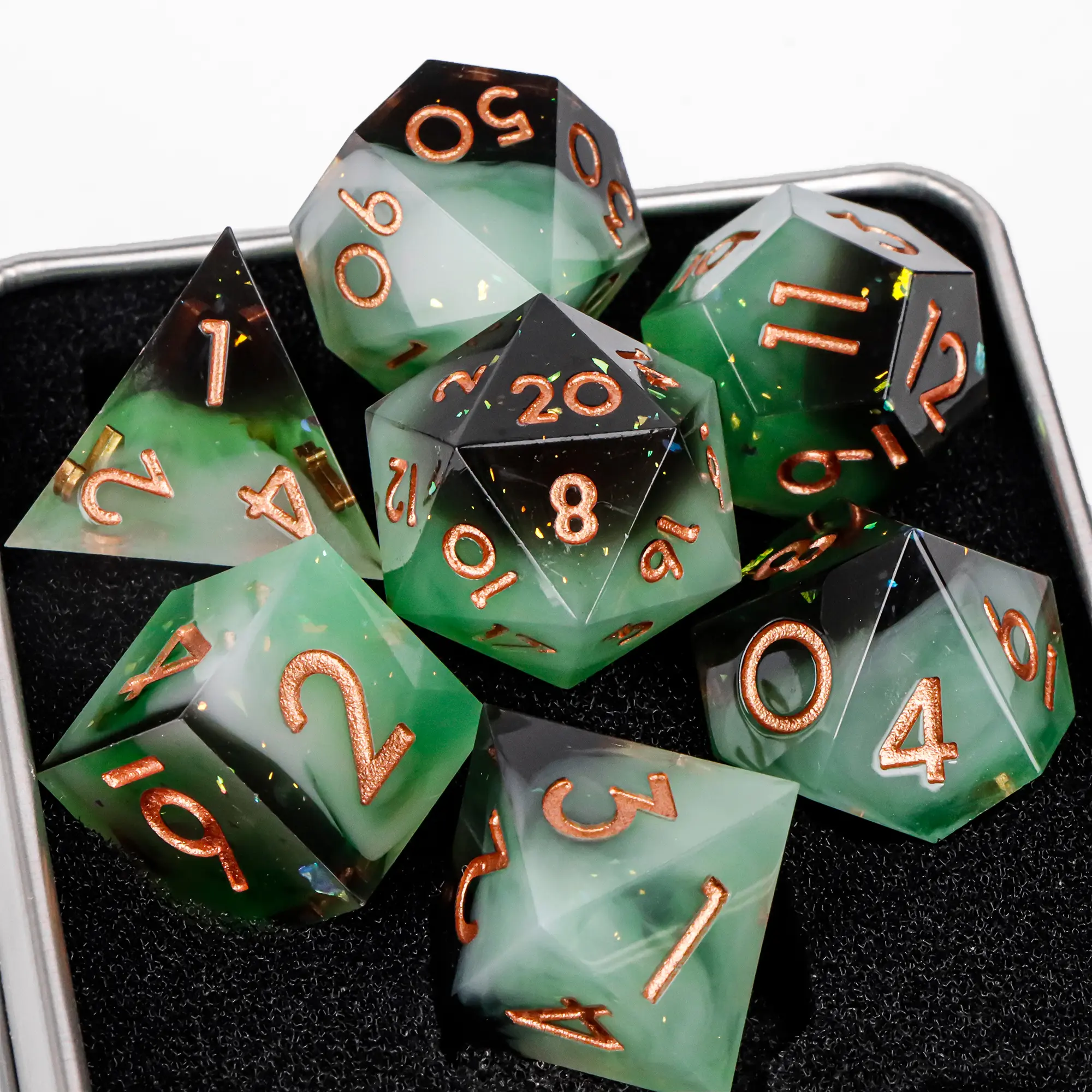 Resin Dice Sharp Edge Polyhedral Dice For Dungeons and Dragons D&D Dice Role Playing Game D and D Dice Set D20 D12 D10 D8 D6 D4