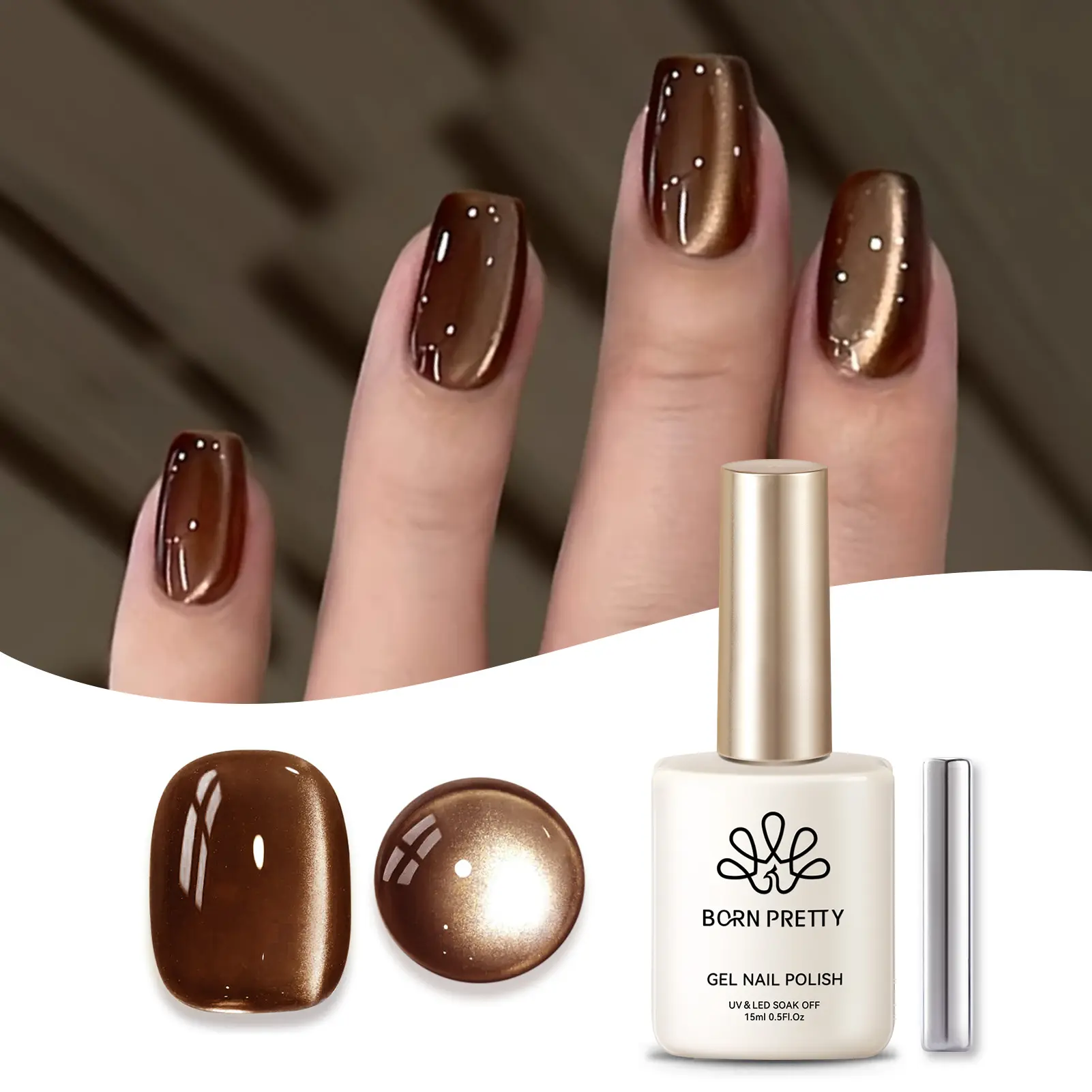 BORN PRETTY 15ml Classic Red Glitter Cat Magnetic Gel Nail Polish Glass Red Brown Sparkling Soak Off UV Varnish Nail Supplies