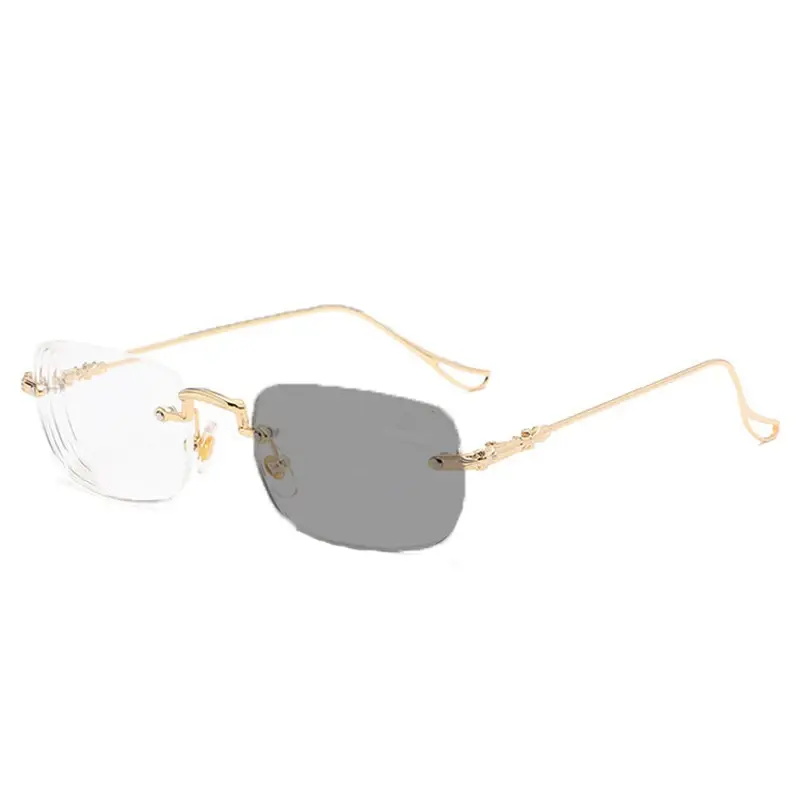 Anti-blue Prescription Eyewear Frameless Photochromic Myopia Glasses Ultra Light Color-changing Finished Near Sight Eyeglasses