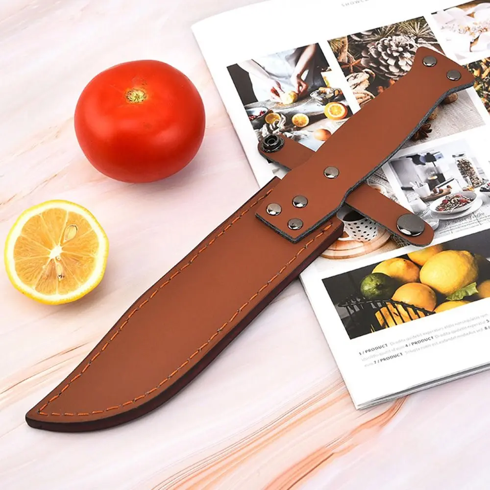 Brown Straight Knife Scabbard Tool Flashlight Belt Loop Case Holder Leather Sheath Pocket Hunt Camp Outdoor Carry Equipment Tool