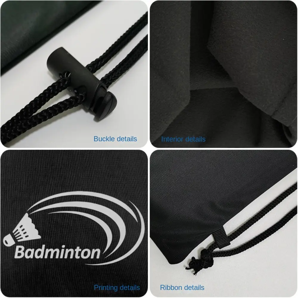 Thickening Badminton Rackets Bag Wear Resistant Large Capacity Racquet Pouch Cover Resistant To Dirt Black Protective Sleeve