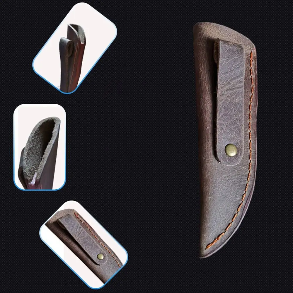 Brown Straight Knife Scabbard Tool Flashlight Belt Loop Case Holder Leather Sheath Pocket Hunt Camp Outdoor Carry Equipment Tool