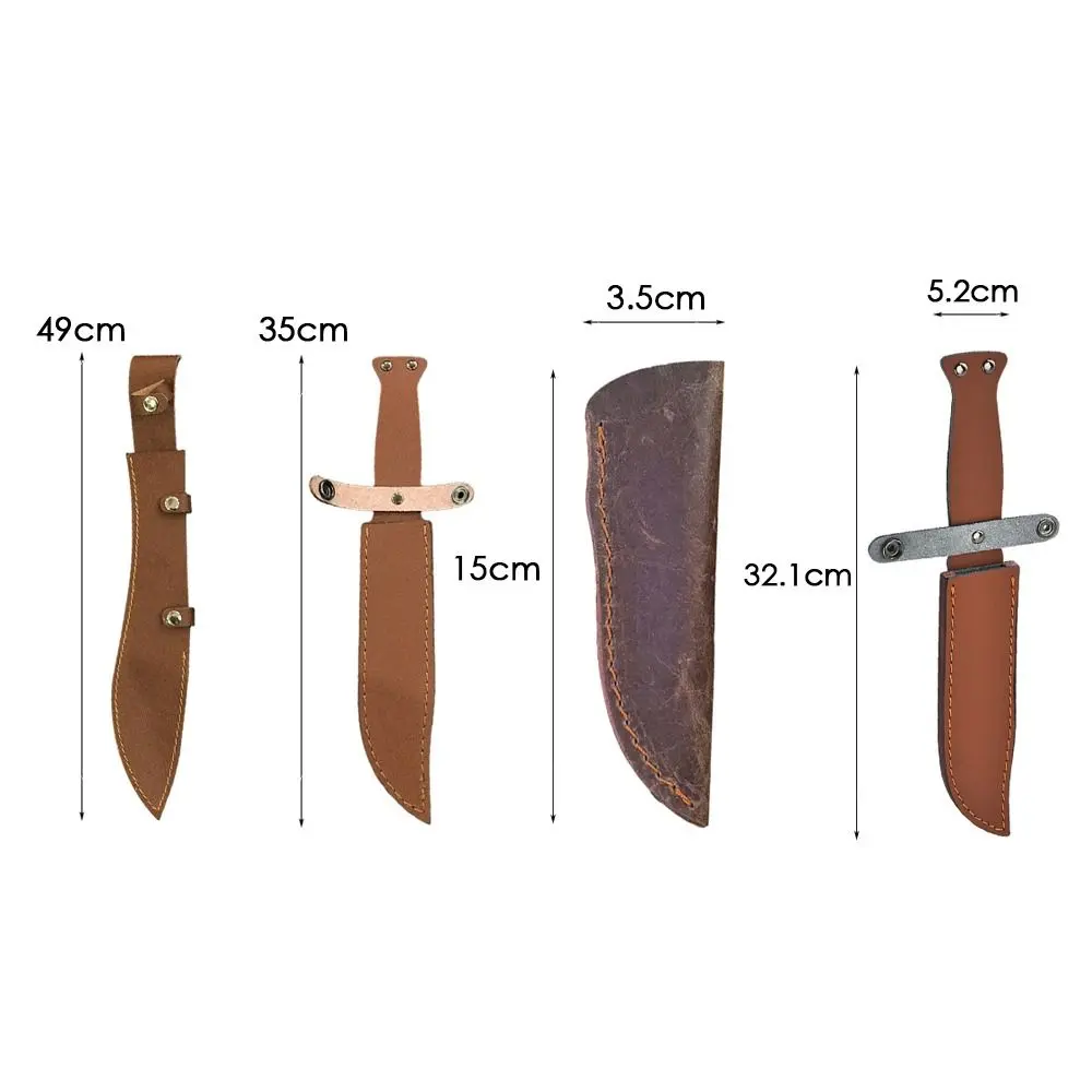 Brown Straight Knife Scabbard Tool Flashlight Belt Loop Case Holder Leather Sheath Pocket Hunt Camp Outdoor Carry Equipment Tool