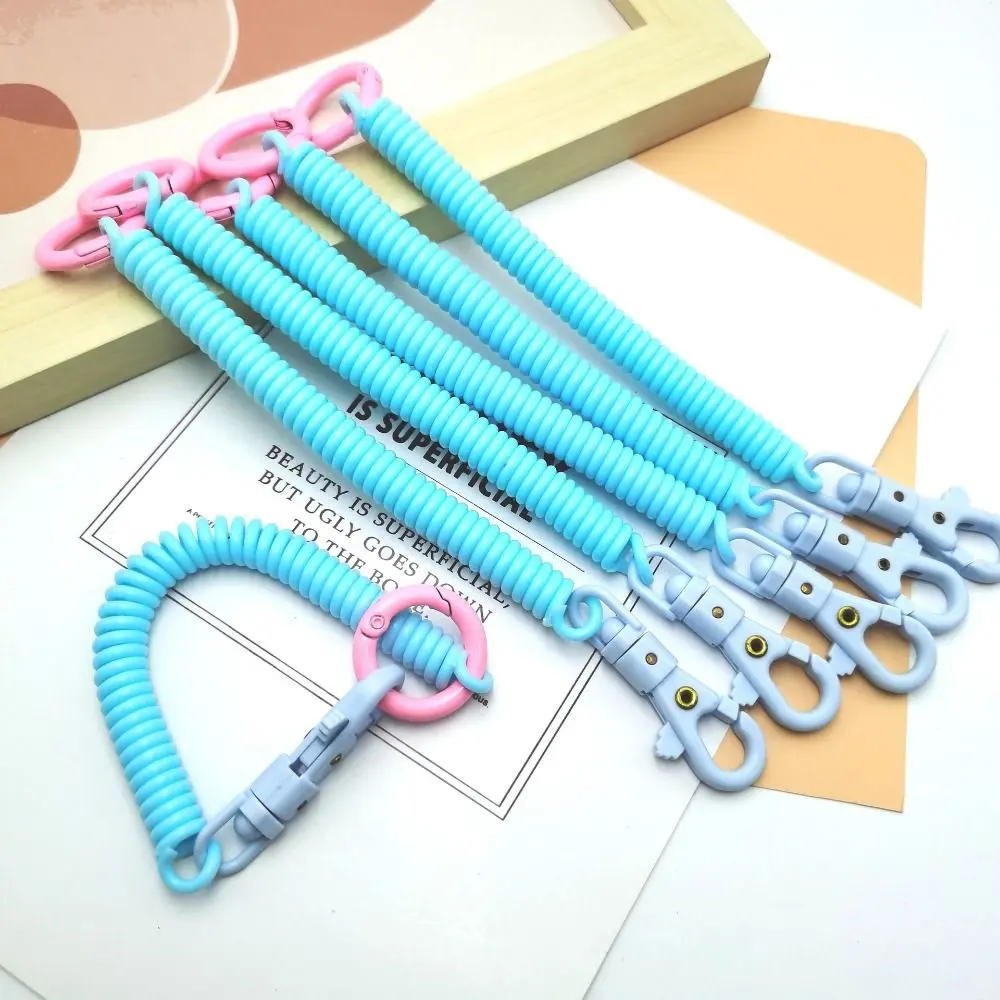 Retractable Plastic Phone Spring Elastic Rope Security Gear Tool For Airsoft Outdoor Hiking Camping Anti-lost Keychain