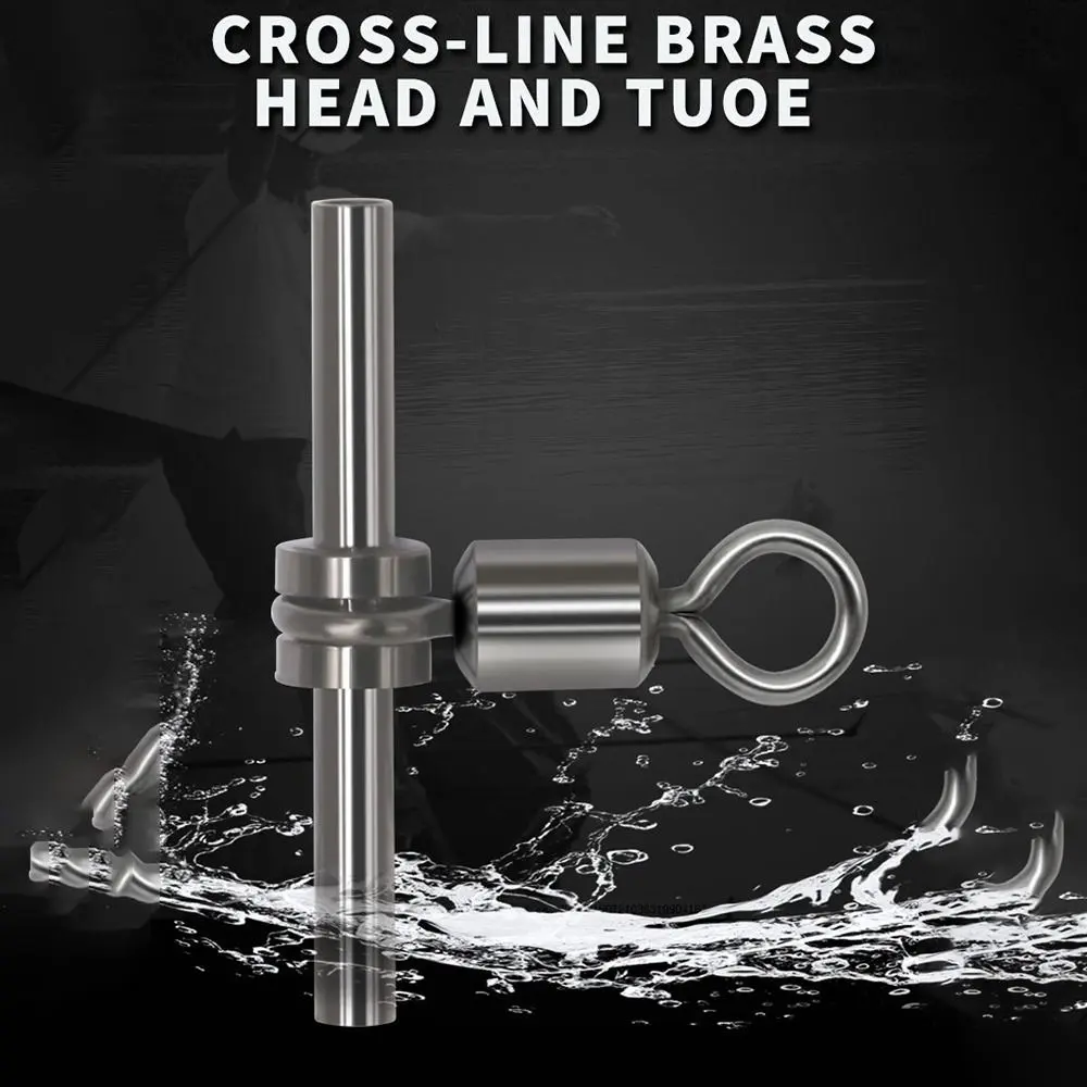 10PCS Fishing Swivels 3 Way Connect Cross-line Brass Head and Two Fishing Swivels Sleeves Rolling Swivels Fishing Accessories