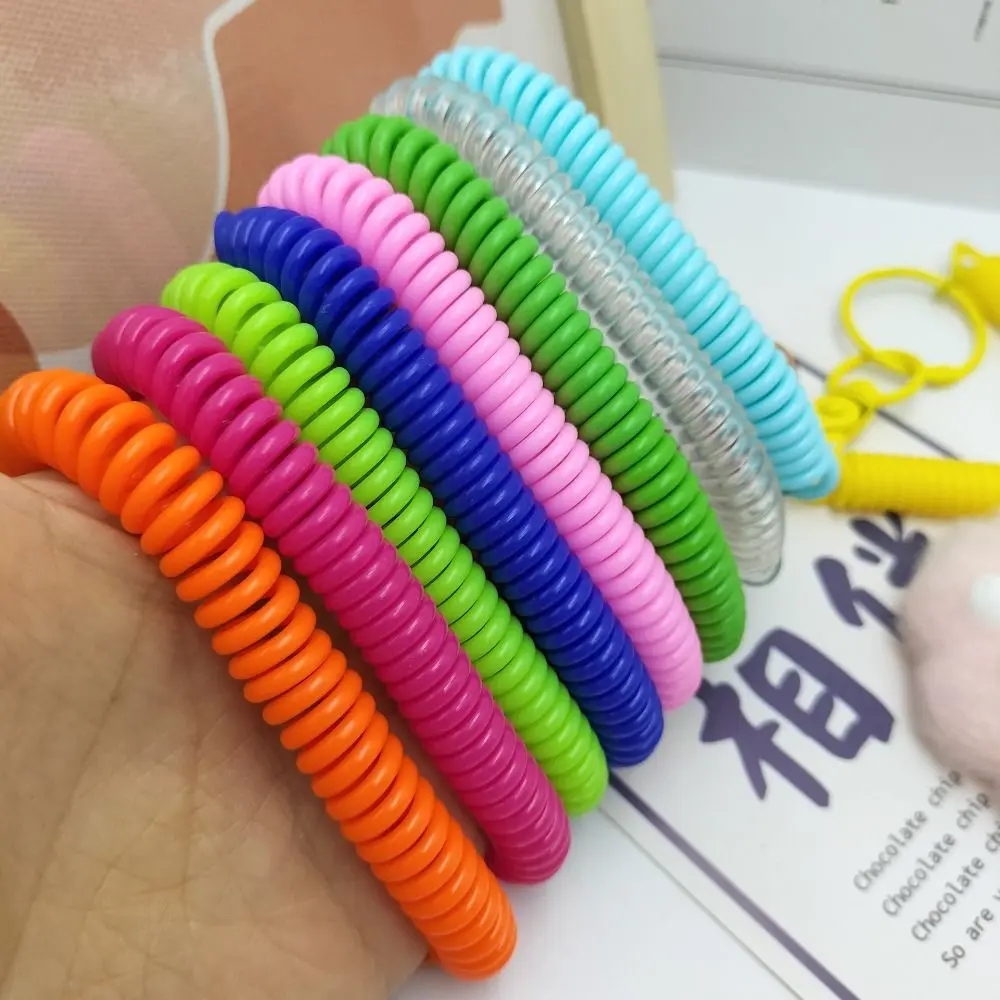 Retractable Plastic Phone Spring Elastic Rope Security Gear Tool For Airsoft Outdoor Hiking Camping Anti-lost Keychain