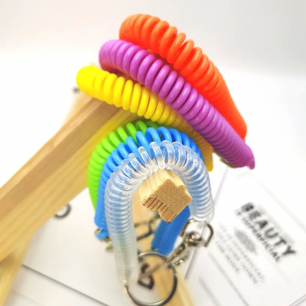 Retractable Plastic Phone Spring Elastic Rope Security Gear Tool For Airsoft Outdoor Hiking Camping Anti-lost Keychain