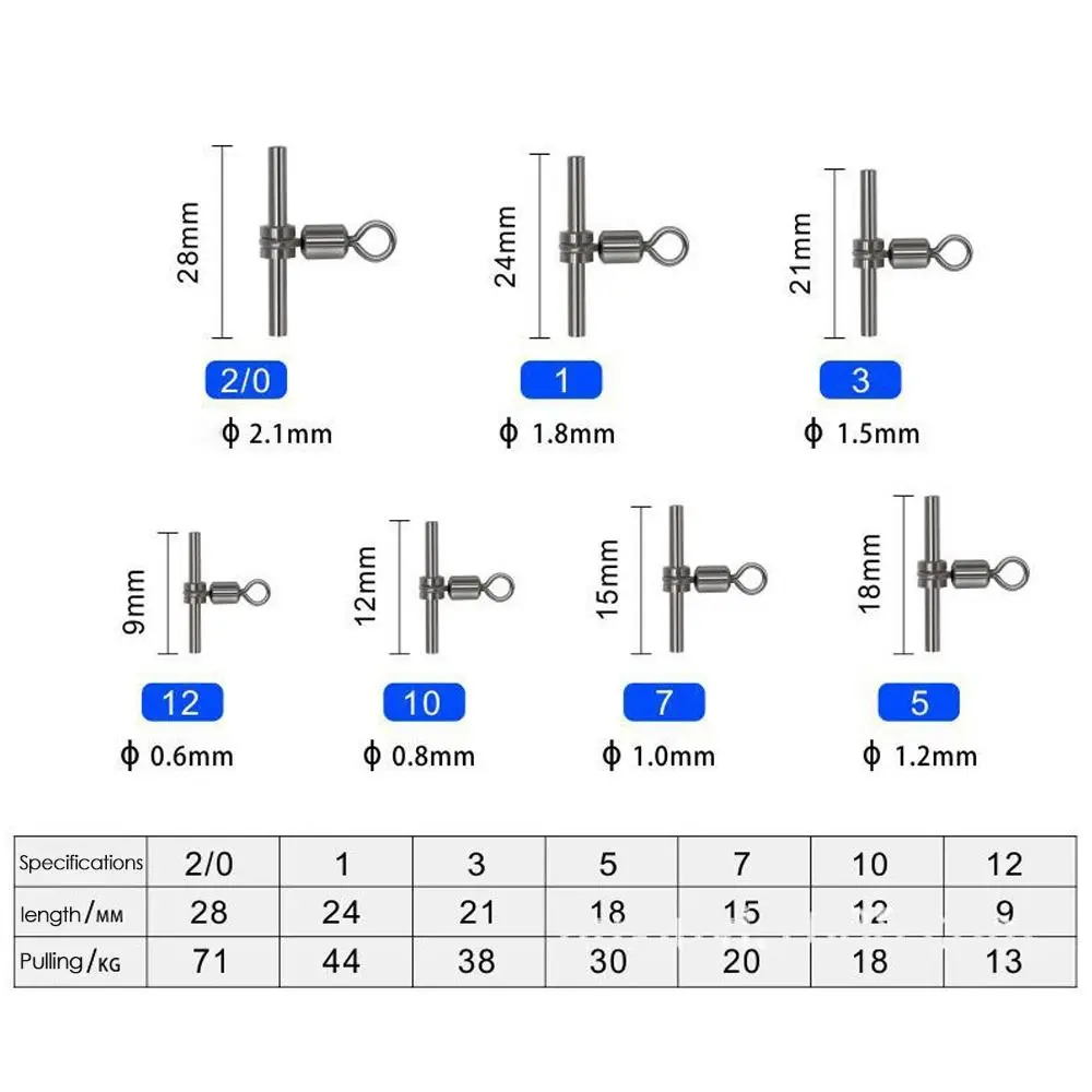 10PCS Fishing Swivels 3 Way Connect Cross-line Brass Head and Two Fishing Swivels Sleeves Rolling Swivels Fishing Accessories