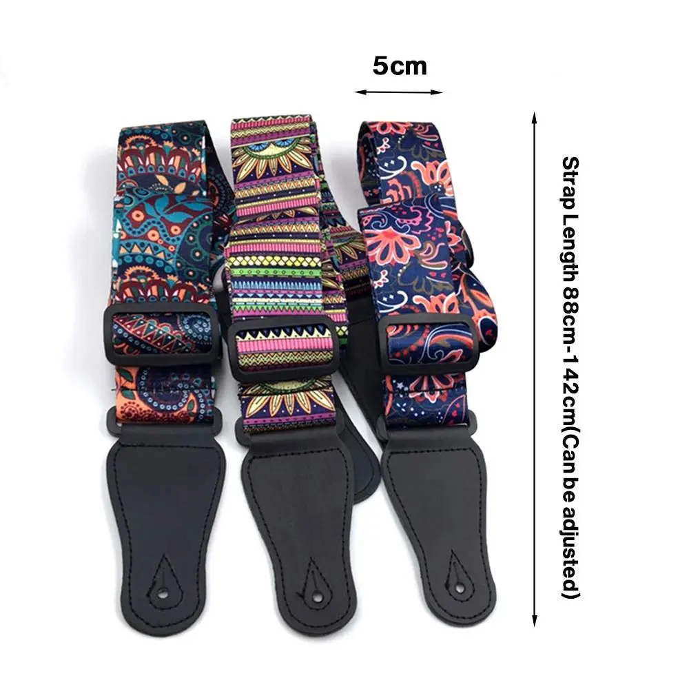 Guitar Strap Nylon+PU Guitar Belts Adjustable Colorful Printing Nylon Guitar Straps Bass Acoustic Electric Guitar Accessories
