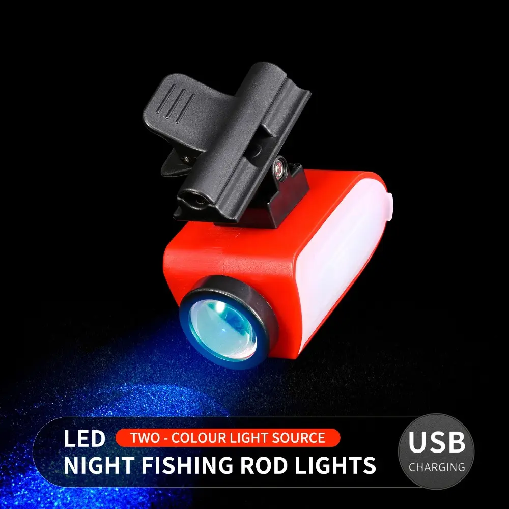 Clamp LED Mini Fishing Rod Flashlight Vibration Sensor Delicate Fishing Lamp USB Rechargeable LED Outdoor Fishing Pocket Light