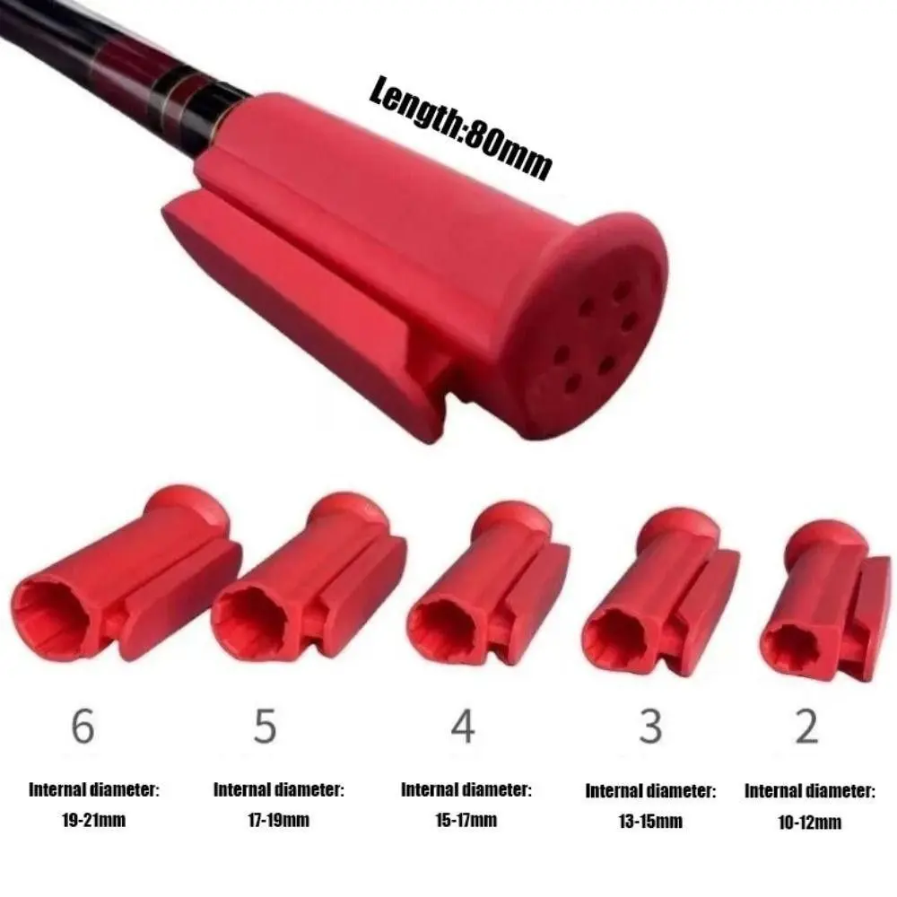 5Pcs/Set High Elasticity Fishing Rod Plug Fishing Line Winder Silicone Take-up Wire Winder Red Fishing Tackle Accessories