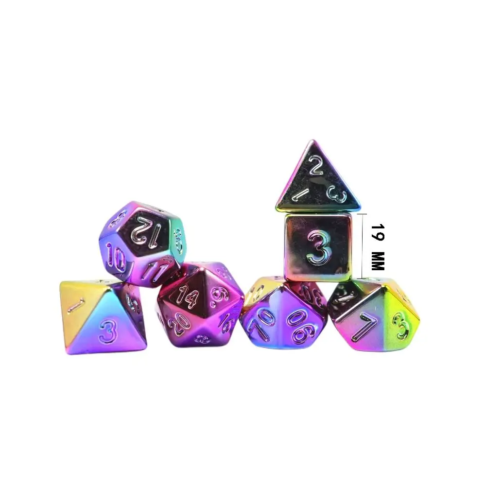 7PCS/Set Gold Plating Dice D&D COC Dice D4 D6 D8 D10 D% D12 D20 Table Games DND RPG Polygonal Dice Gambling Colorful Dice Set