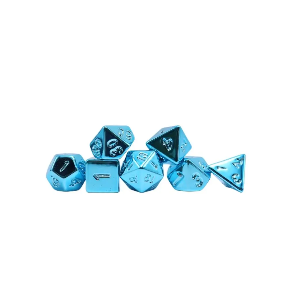 7PCS/Set Gold Plating Dice D&D COC Dice D4 D6 D8 D10 D% D12 D20 Table Games DND RPG Polygonal Dice Gambling Colorful Dice Set