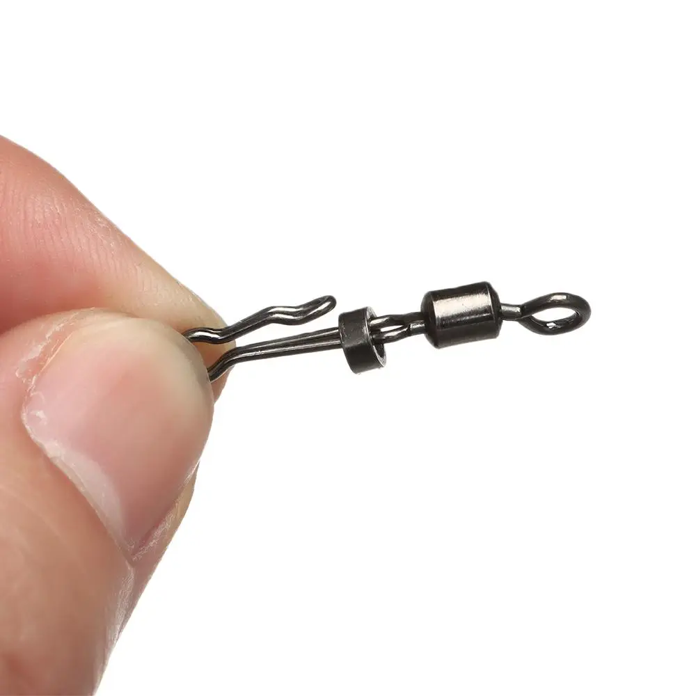 10PCS/Pack Carp Rolling Swivel With Lock Snap Quick Change 8-Shape Ring Carp Fishing Pellet Line Connector Fishing Accessories