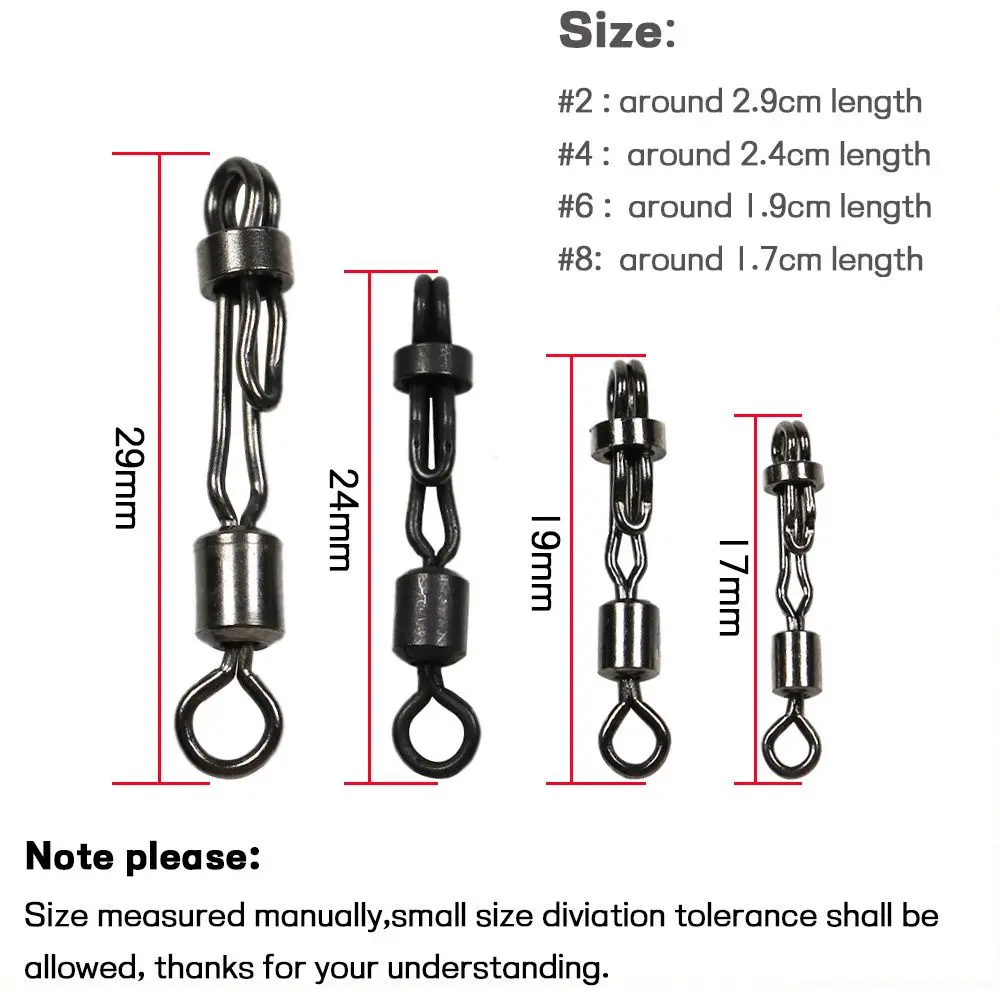 10PCS/Pack Carp Rolling Swivel With Lock Snap Quick Change 8-Shape Ring Carp Fishing Pellet Line Connector Fishing Accessories