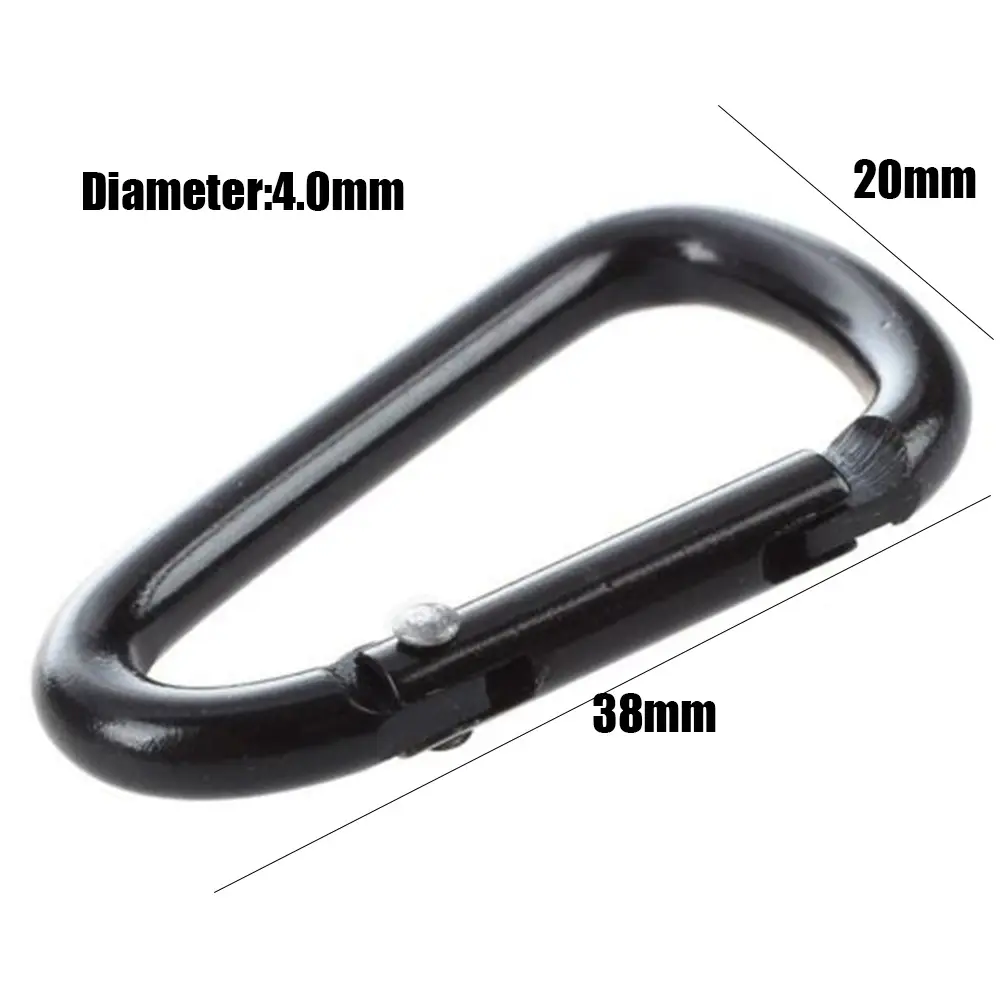 5PC Black Aluminum Carabiner D-Ring Key Chain Clip Safety Buckle Keyring Snap Hook Outdoor Camping Travel Sport Equipment Tools