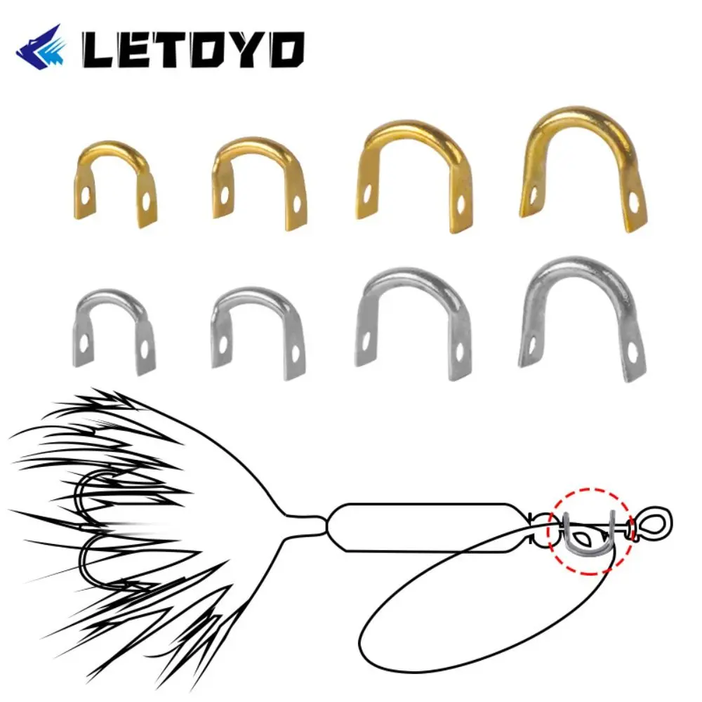 50PCS New 4 Size Easy-Spin Clevises U-Shaped DIY Fishing Lures Accessories Sliver/Gold Durable Easy Spin Brass Fishing Spinner