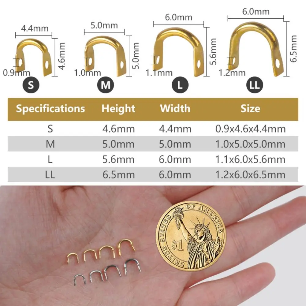 50PCS New 4 Size Easy-Spin Clevises U-Shaped DIY Fishing Lures Accessories Sliver/Gold Durable Easy Spin Brass Fishing Spinner