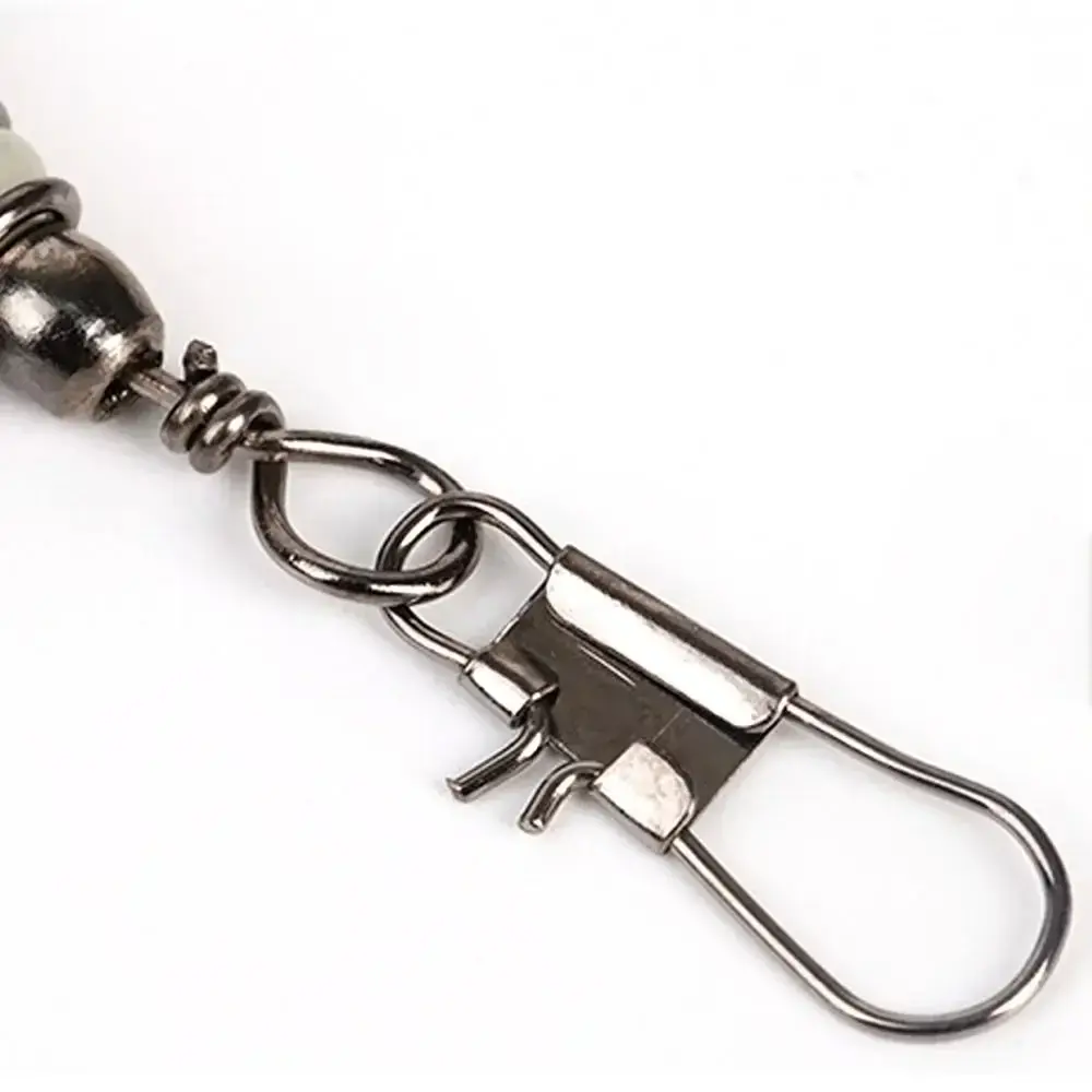 10pcs 3-Way Fishing Snap Connector with Pin Bearing Barrel Stainless Steel Rolling Swivel Sea Fishing Durable Heavy Duty Ball