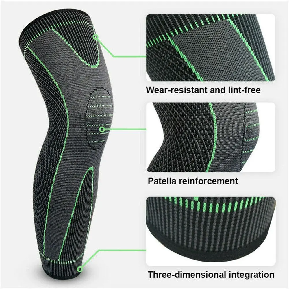 Unisex Knee Support Brace Compression Long Full Legs Sleeve Arthritis Running Gym Sport Fitness Compression Sleeves Knee Pads