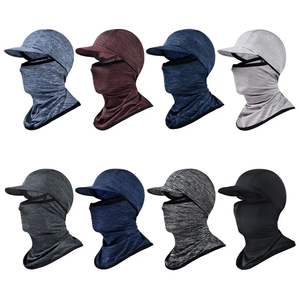 Summer Ice Silk Face Sunscreen Hat Seamless Scarf Breathable Face Neck Cover Motorcycle Riding Sun Protection Cover with Brim