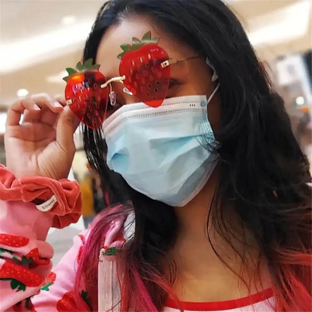 Unique Colorful Strawberry Sunglasses for Women Men Festival Party Rave Sun Glasses Christmas Decorations Street Snap Eyewear
