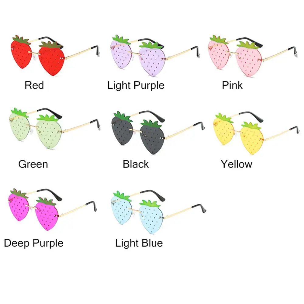 Unique Colorful Strawberry Sunglasses for Women Men Festival Party Rave Sun Glasses Christmas Decorations Street Snap Eyewear