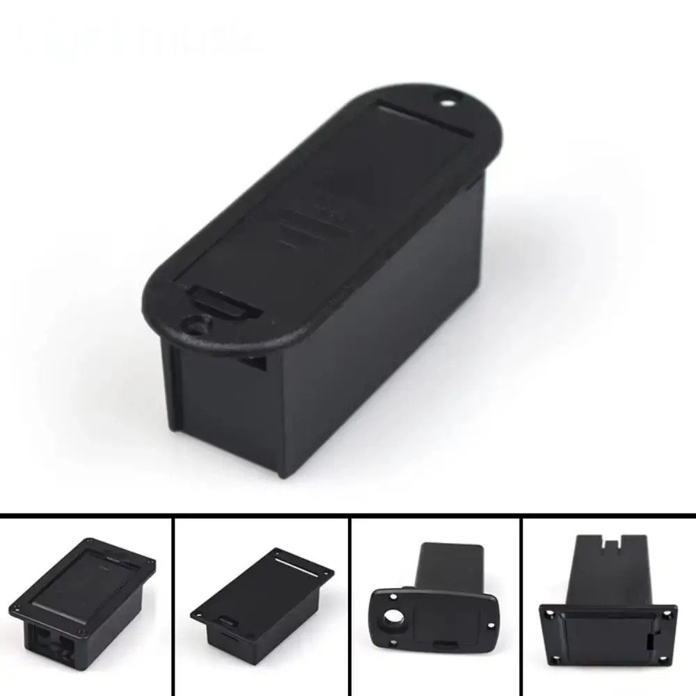 Durable Black Guitar Pickup Battery Box Plastic Storage Box Battery Holder Guitar Parts 9V Battery Case