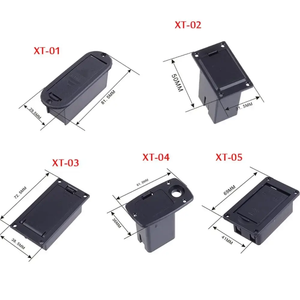 Durable Black Guitar Pickup Battery Box Plastic Storage Box Battery Holder Guitar Parts 9V Battery Case