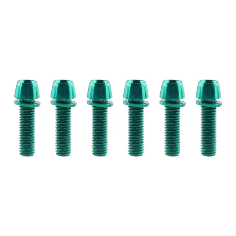 6PCS Durable M5x17mm Stem Bolts Bicycle Handlebar MTB Road Bike Stem Screw with Washer Titanium-plated Steel Stem Riser Screw
