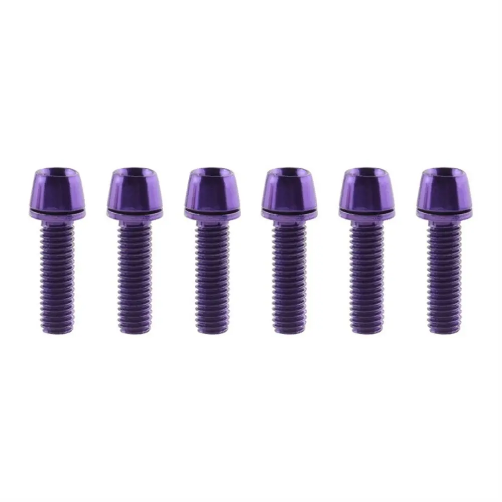 6PCS Durable M5x17mm Stem Bolts Bicycle Handlebar MTB Road Bike Stem Screw with Washer Titanium-plated Steel Stem Riser Screw