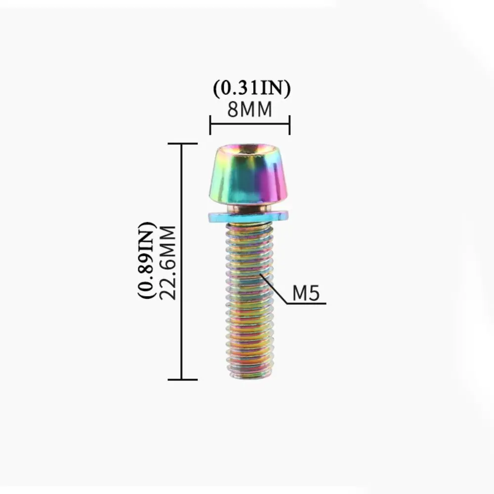 6PCS Durable M5x17mm Stem Bolts Bicycle Handlebar MTB Road Bike Stem Screw with Washer Titanium-plated Steel Stem Riser Screw