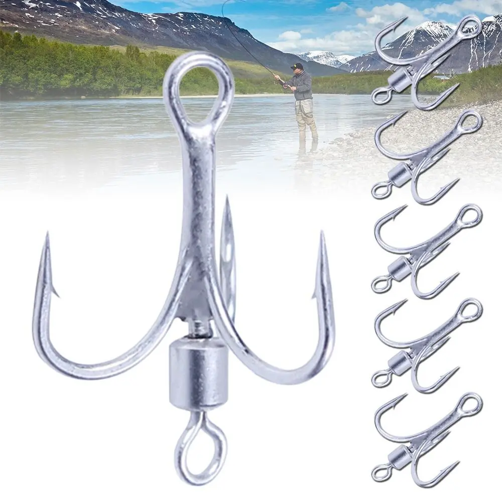 10PCS Fishing Treble Hook High Carbon Steel Reinforced Vibration Rotary Sequin Barb FreshWater Seawater Fishhooks Fishing Tackle