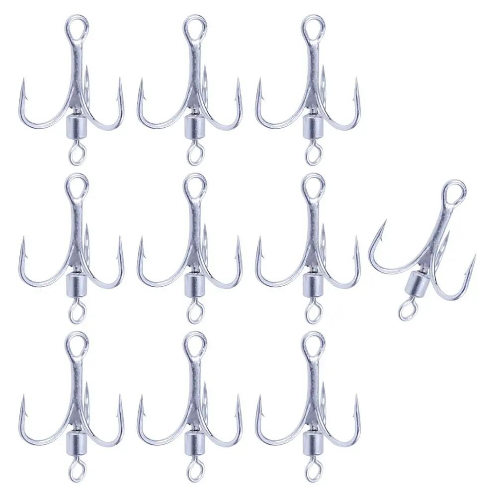 10PCS Fishing Treble Hook High Carbon Steel Reinforced Vibration Rotary Sequin Barb FreshWater Seawater Fishhooks Fishing Tackle