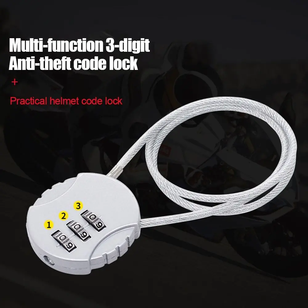 Motorcycle Helmet Lock Anti-theft Lock Extended Wire Rope Digit Padlock Smart Combination Lock Password Lock Code Security Lock