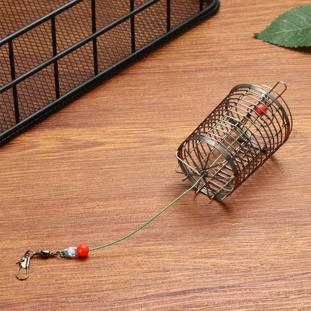 Stainless Steel Fishing Lure Cage Fishing Tackle Bait Cage Fishing Trap Basket Feeder Holder Container Lure Attracting Mesh Cage