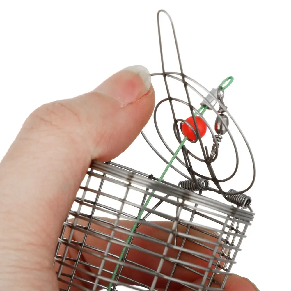 Stainless Steel Fishing Lure Cage Fishing Tackle Bait Cage Fishing Trap Basket Feeder Holder Container Lure Attracting Mesh Cage