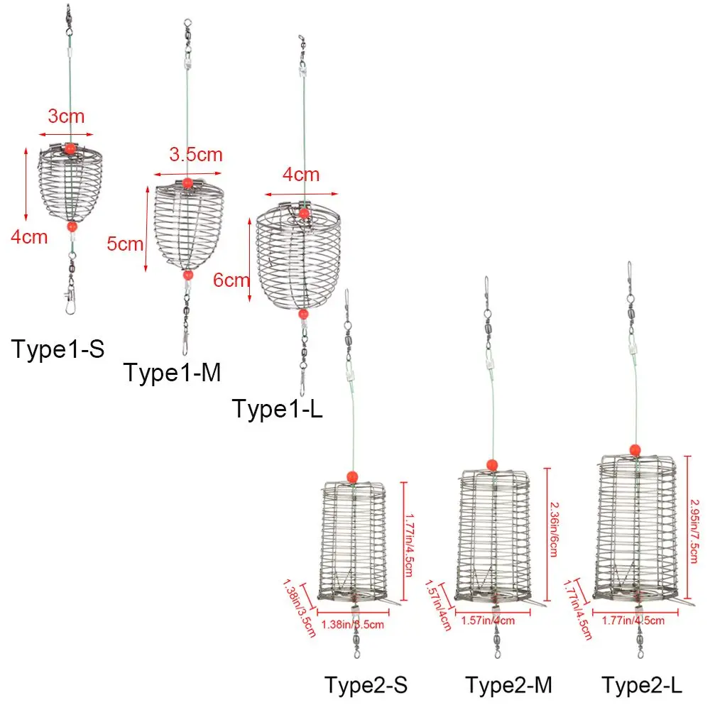 Stainless Steel Fishing Lure Cage Fishing Tackle Bait Cage Fishing Trap Basket Feeder Holder Container Lure Attracting Mesh Cage