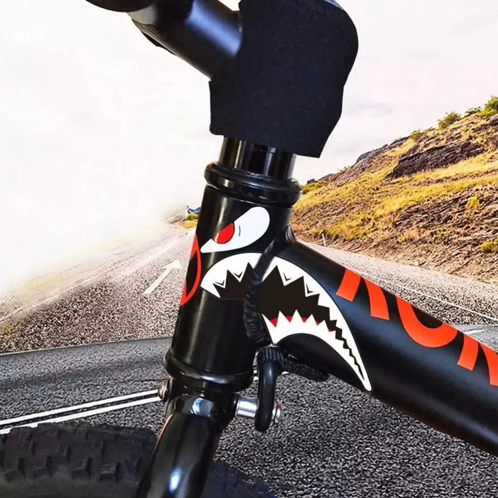 Bicycle Frame Decorative Sticker MTB Shark Head Tube Bike Flame Sunscreen Heat-resistant Decals Waterproof Reflective Sticker
