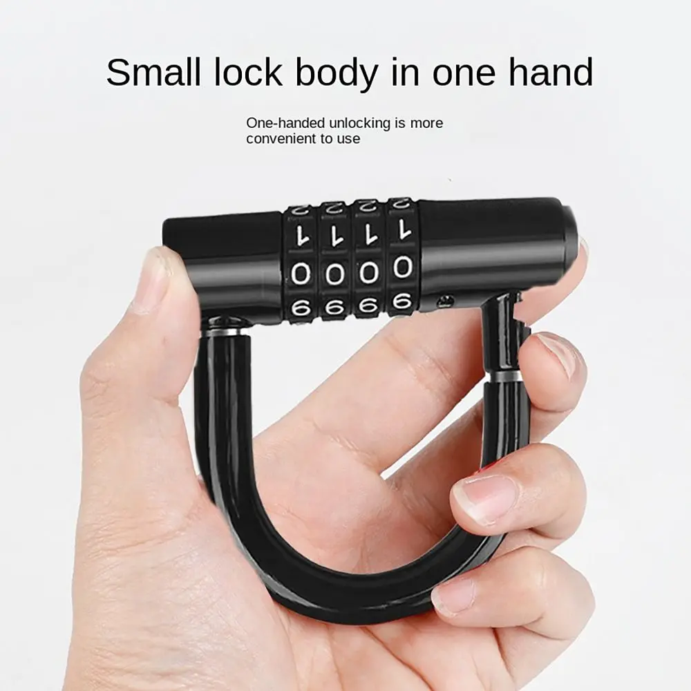 Useful 4 Digit Code Bicycle Security Lock U Shape Anti Theft Bicycle Lock Password Lock Bicycle Lock for Outdoor Riding Suppies